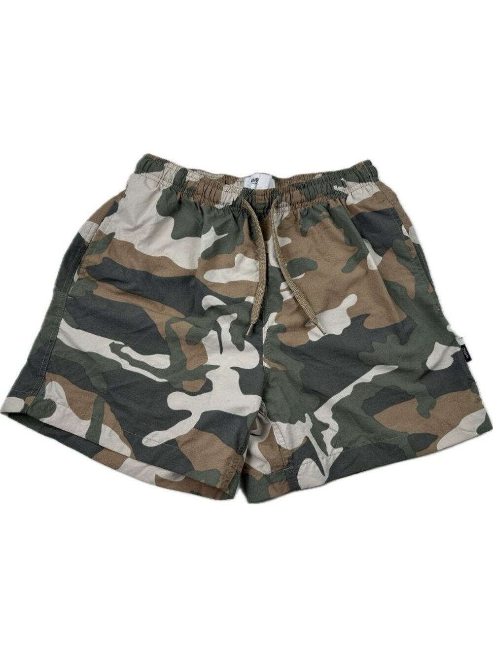 wesc men’s camo swim strunks casual shorts green liner drawstring Small